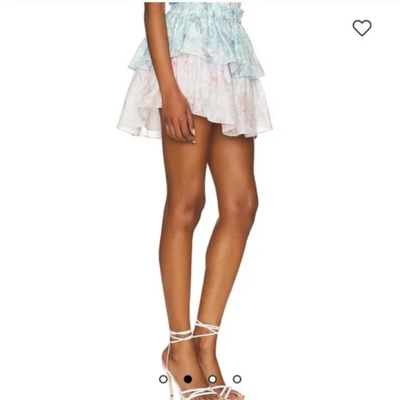 LoveShackFancy Rainbow Clouds Ruffle Mini Skirt | Small | Like New Cottage Core - Picture 3 of 9